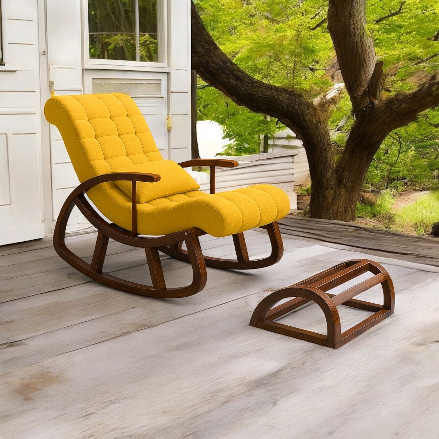 Handcrafted Sheesham Wood Rocking Chair with Footrest – Classic Comfort & Style