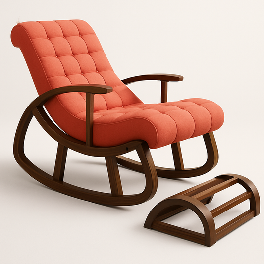 Handcrafted Sheesham Wood Rocking Chair with Footrest – Classic Comfort & Style
