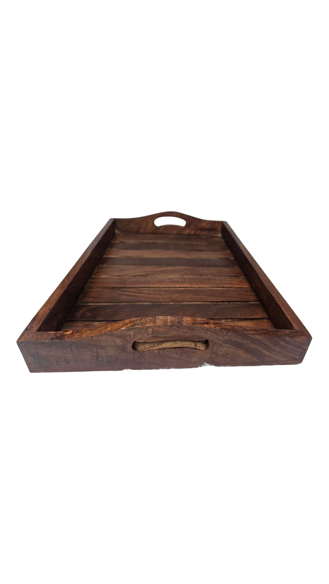 Handmade Sheesham Wood Serving Tray | Large / Small | Elegant Rustic Wooden Tray for Kitchen & Dining