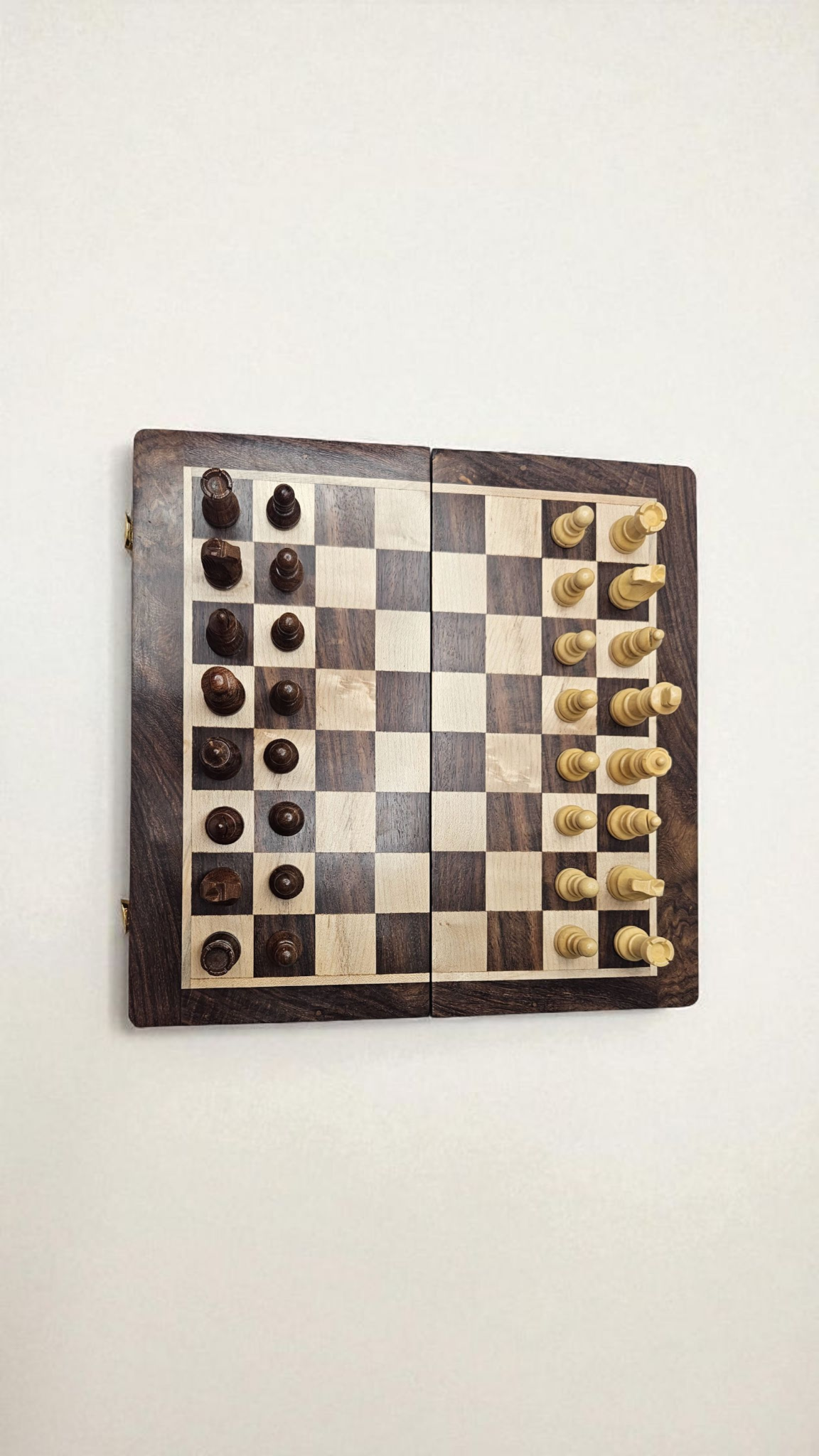 Handcrafted Sheesham Wood Magnetic Chess Board – Travel-Friendly & Elegant