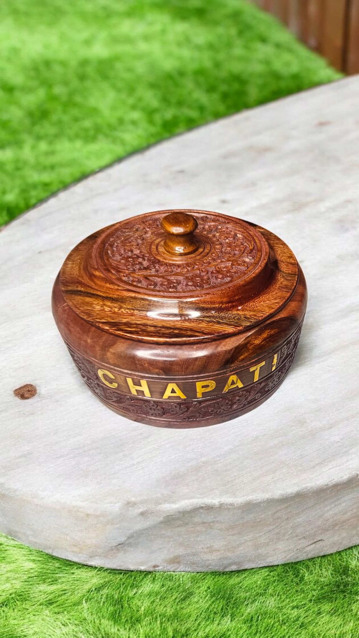 Set of wooden chapati boxes in different angles