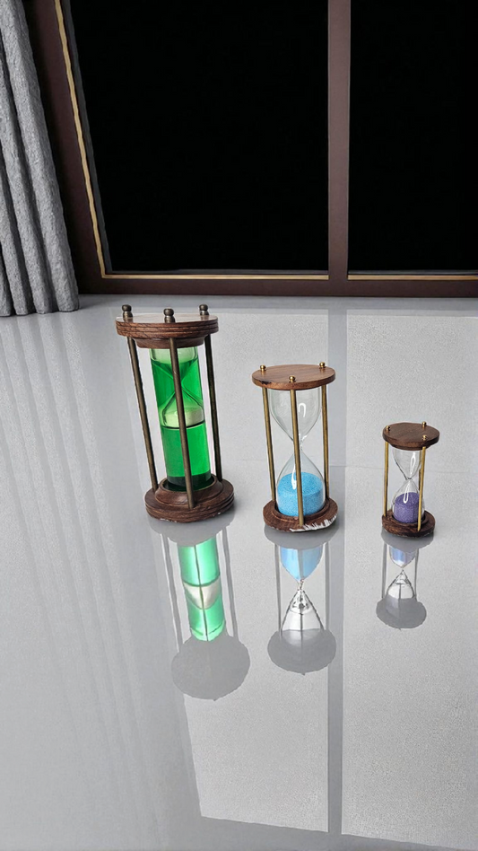 Premium Wooden Hourglass Timer Set – Vintage Sand Clocks for Decor & Focus