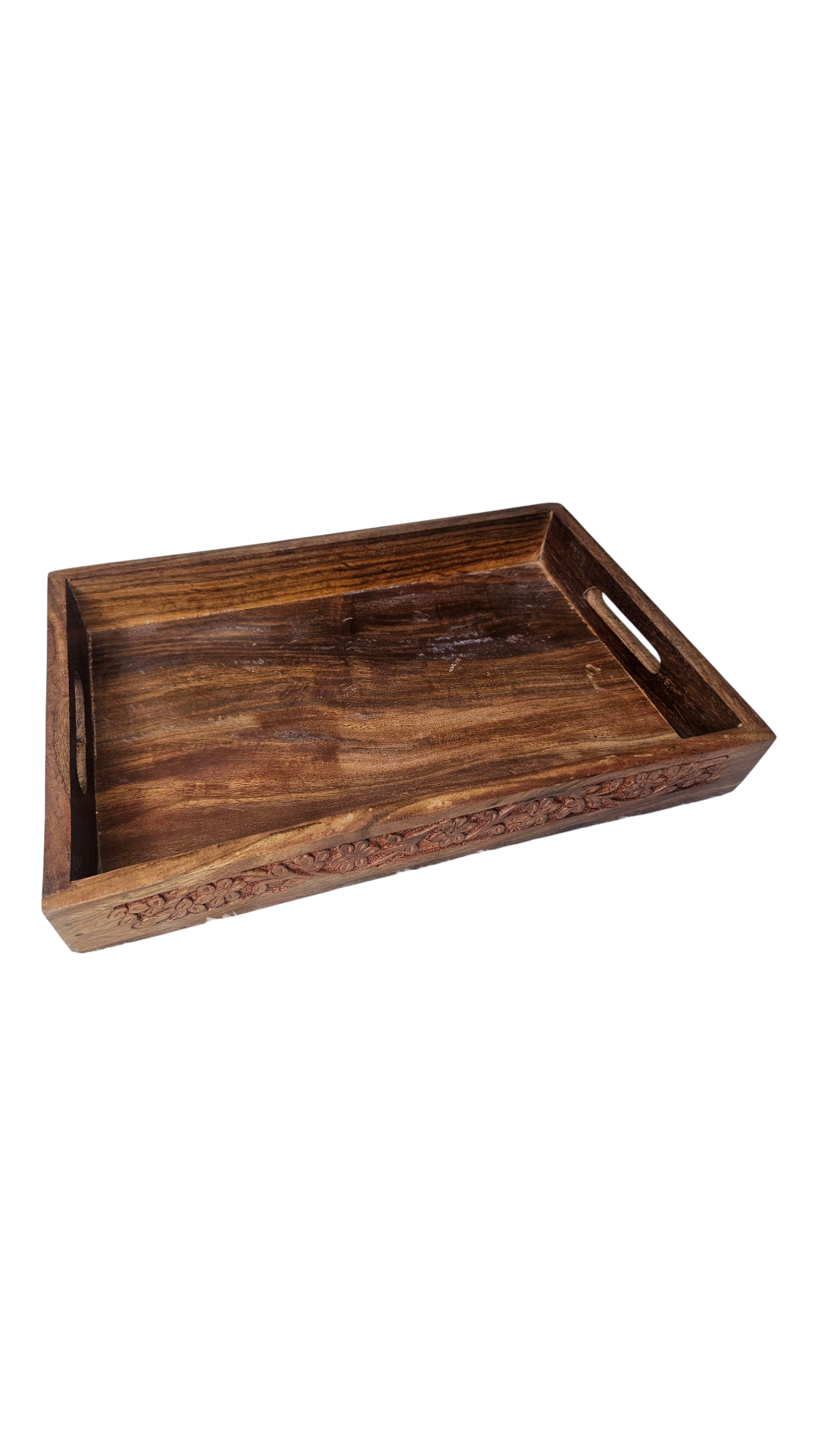 Premium Sheesham Wood Serving Tray with Intricate Border Carving – Handcrafted Elegance | Lakdibaazaar