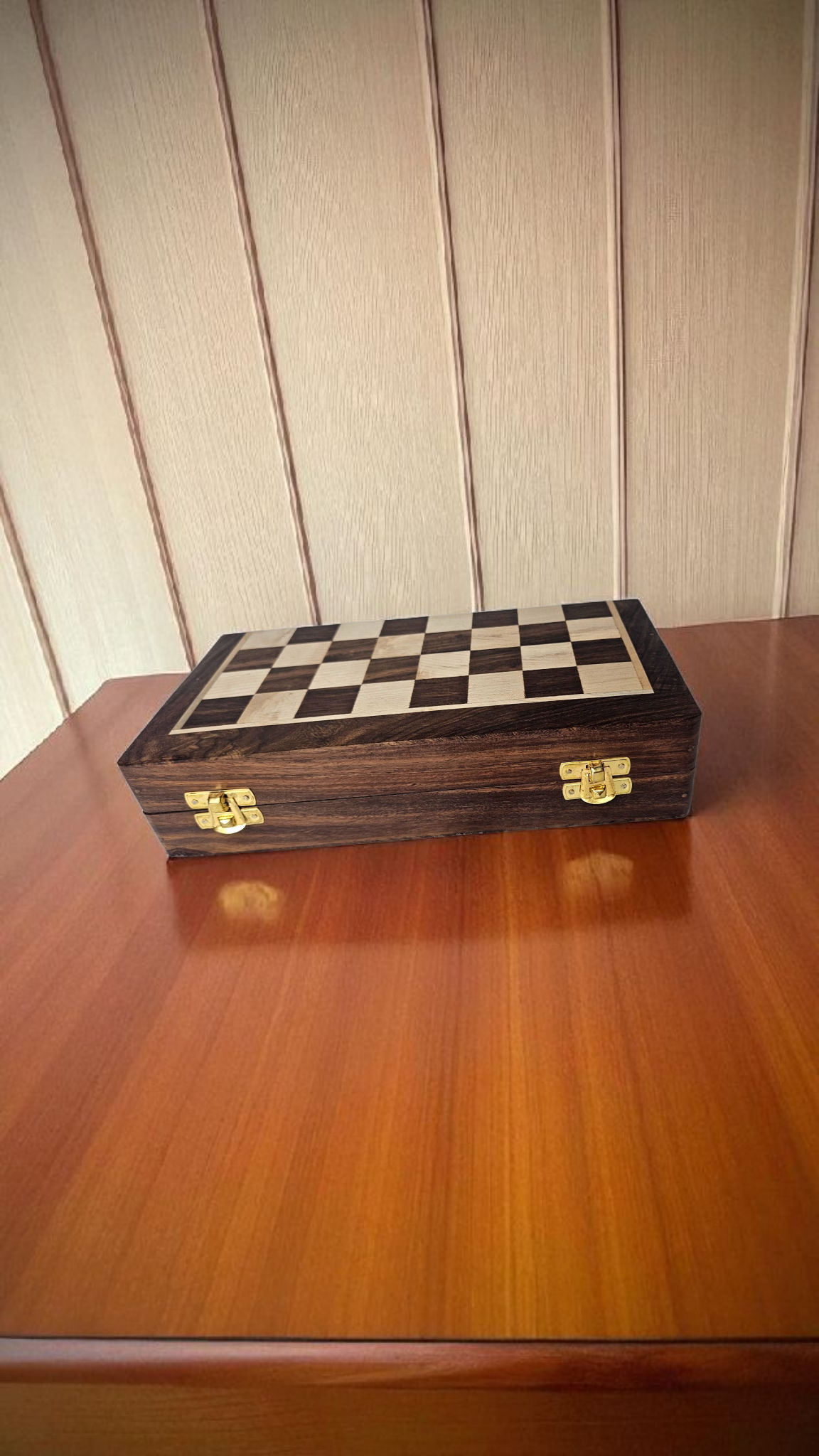 Handcrafted Sheesham Wood Magnetic Chess Board – Travel-Friendly & Elegant