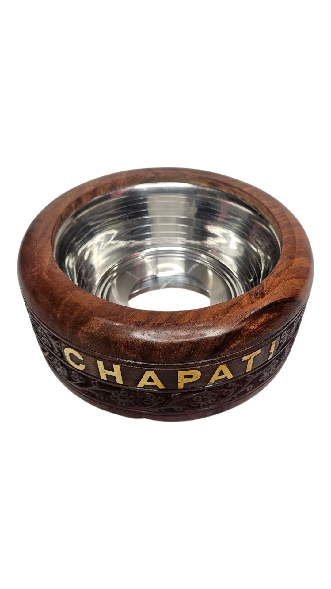 Open chapati box showing stainless steel inner compartment