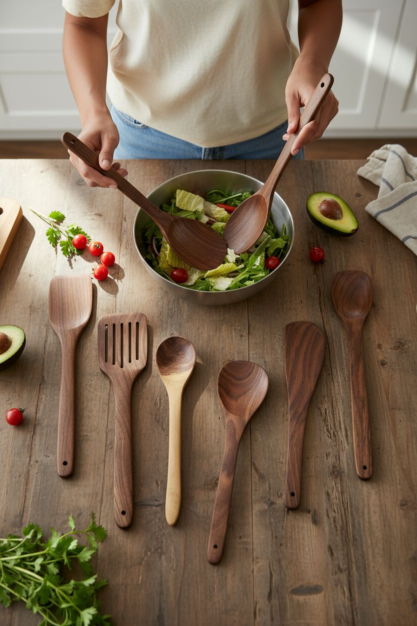 Handcrafted 7-Piece Sheesham Wood Kitchen Utensil Set | Premium Wooden Cooking & Serving Tools | LAkdiBaazaar